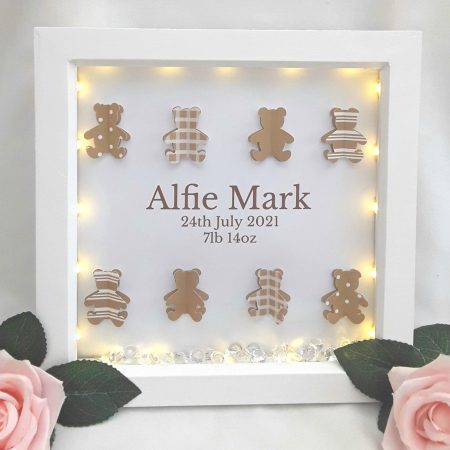 Teddy Frame, Personalised New baby frame,baby girl frame,Teddy night light, baby boy frame,nursery decor,baby keepsake frame,new baby gift