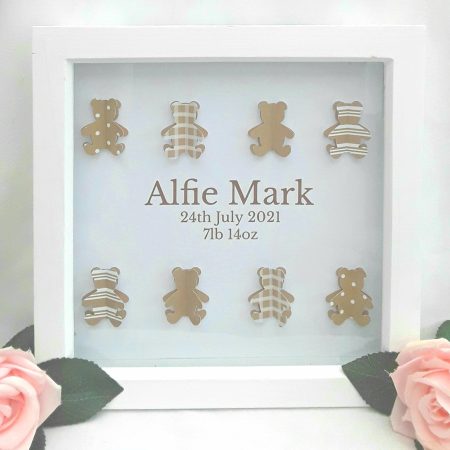 Teddy Frame, Personalised New baby frame,baby girl frame,Teddy night light, baby boy frame,nursery decor,baby keepsake frame,new baby gift
