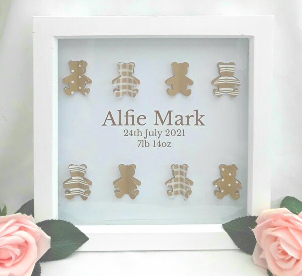 Teddy Frame, Personalised New baby frame,baby girl frame,Teddy night light, baby boy frame,nursery decor,baby keepsake frame,new baby gift