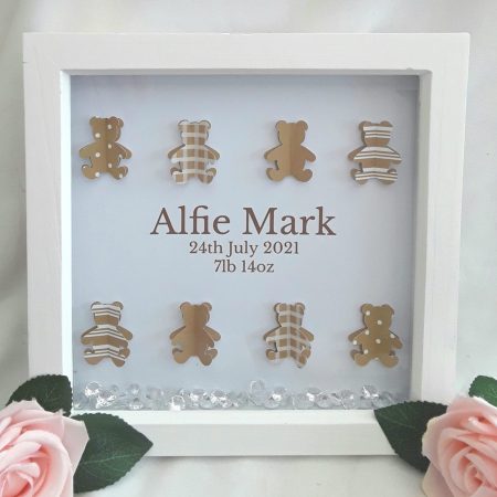 Teddy Frame, Personalised New baby frame,baby girl frame,Teddy night light, baby boy frame,nursery decor,baby keepsake frame,new baby gift