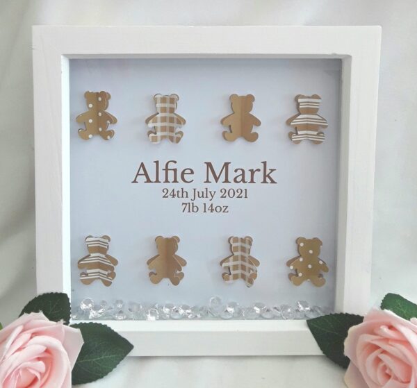 Teddy Frame, Personalised New baby frame,baby girl frame,Teddy night light, baby boy frame,nursery decor,baby keepsake frame,new baby gift