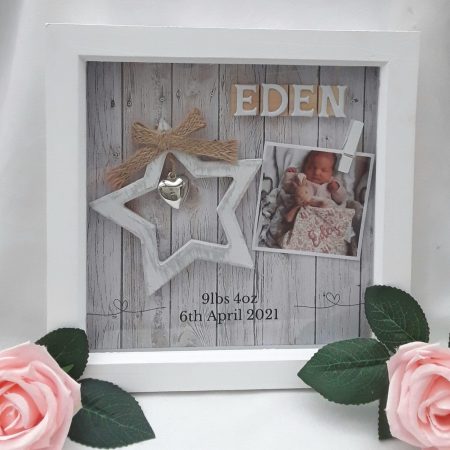 New baby frame,star baby frame,baby girl frame,baby boy frame,nursery decor,baby keepsake frame,new baby gift