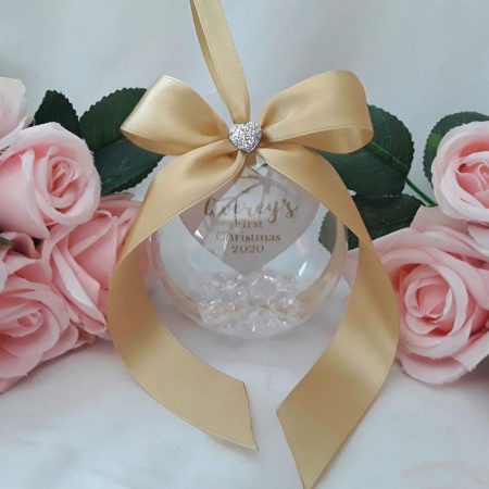 8cm Beautiful Personalised Baby Ornament,New Baby Bauble,First Christmas Bauble,1st Christmas Memory Bauble,Crystal Bauble,Crystal Filled Bauble