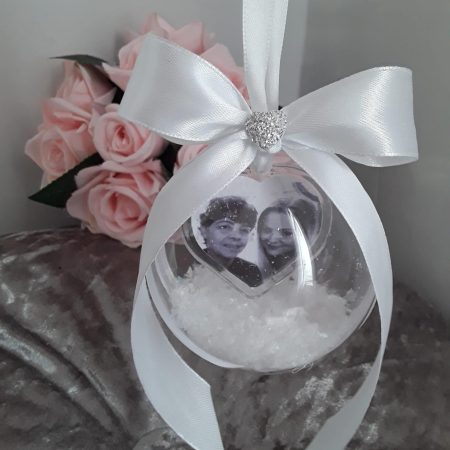 8cm Beautiful Personalised Loss Bauble,Remembrance Ornament,Memory Bauble,Memorial Bauble ,Christmas Memory Ornament,Snow bauble,Hanging memory bauble