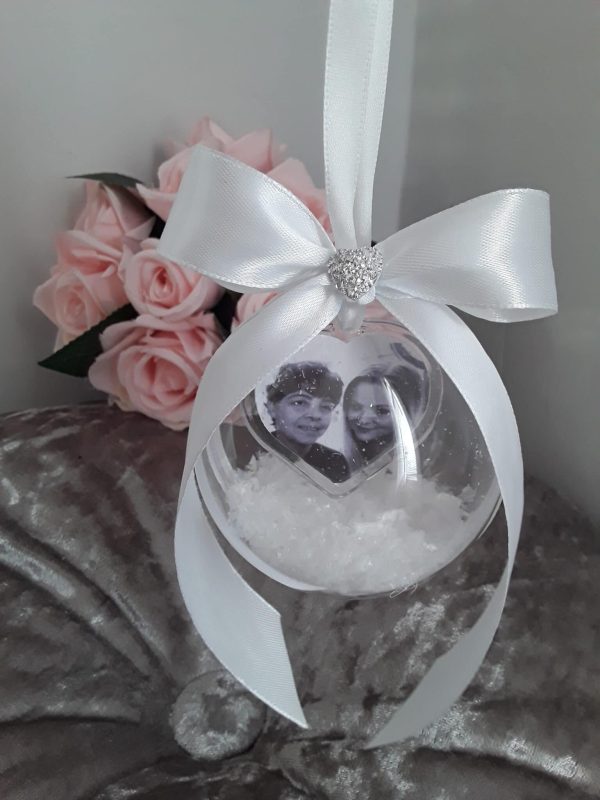 8cm Beautiful Personalised Loss Bauble,Remembrance Ornament,Memory Bauble,Memorial Bauble ,Christmas Memory Ornament,Snow bauble,Hanging memory bauble