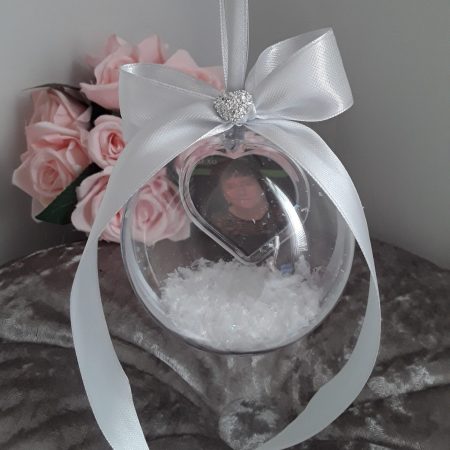8cm Beautiful Personalised Loss Bauble,Remembrance Ornament,Memory Bauble,Memorial Bauble ,Christmas Memory Ornament,Snow bauble,Hanging memory bauble