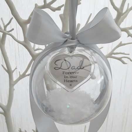 8cm Beautiful Personalised Loss Bauble,Remembrance Ornament,Memory Bauble,Memorial Bauble ,Christmas Memory Ornament,Snow bauble,Hanging memory bauble
