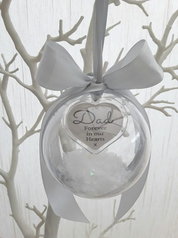 8cm Beautiful Personalised Loss Bauble,Remembrance Ornament,Memory Bauble,Memorial Bauble ,Christmas Memory Ornament,Snow bauble,Hanging memory bauble