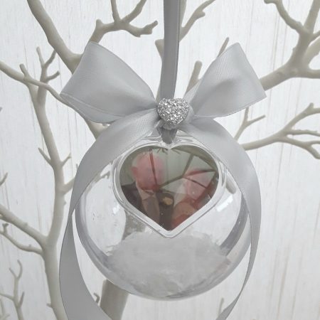 8cm Beautiful Personalised Loss Bauble,Remembrance Ornament,Memory Bauble,Memorial Bauble ,Christmas Memory Ornament,Snow bauble,Hanging memory bauble