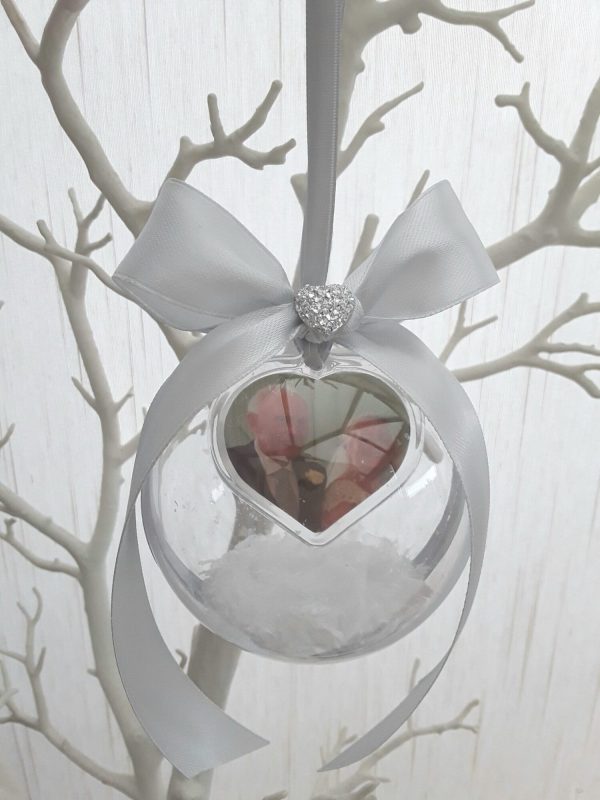 8cm Beautiful Personalised Loss Bauble,Remembrance Ornament,Memory Bauble,Memorial Bauble ,Christmas Memory Ornament,Snow bauble,Hanging memory bauble