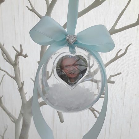 8cm Beautiful Personalised Loss Bauble,Remembrance Ornament,Memory Bauble,Memorial Bauble ,Christmas Memory Ornament,Snow bauble,Hanging memory bauble