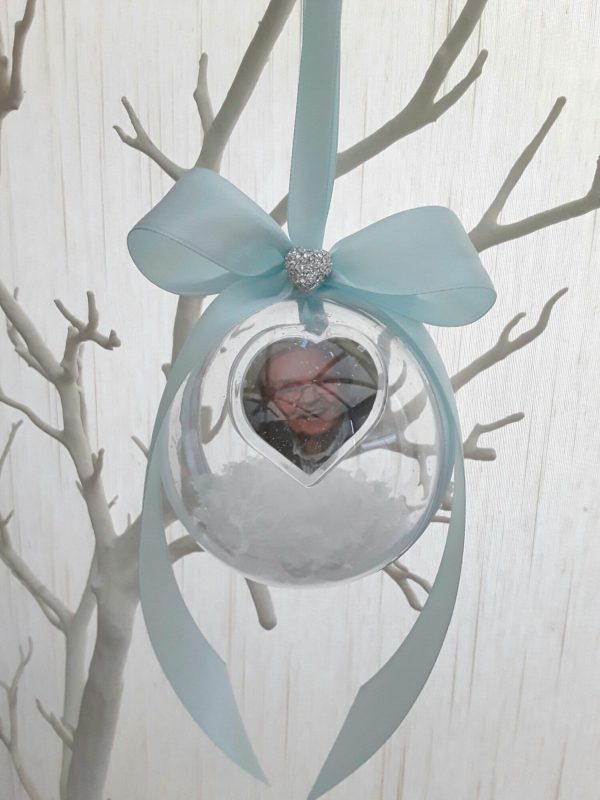 8cm Beautiful Personalised Loss Bauble,Remembrance Ornament,Memory Bauble,Memorial Bauble ,Christmas Memory Ornament,Snow bauble,Hanging memory bauble
