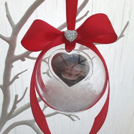 8cm Beautiful Personalised Loss Bauble,Remembrance Ornament,Memory Bauble,Memorial Bauble ,Christmas Memory Ornament,Snow bauble,Hanging memory bauble