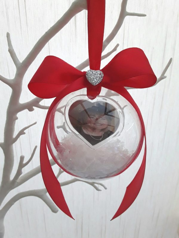 8cm Beautiful Personalised Loss Bauble,Remembrance Ornament,Memory Bauble,Memorial Bauble ,Christmas Memory Ornament,Snow bauble,Hanging memory bauble