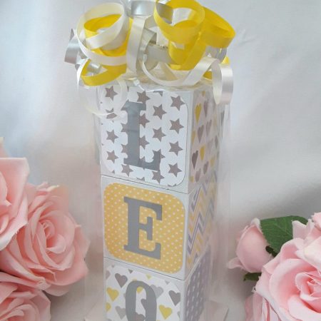 Wood baby name blocks,baby gift,yellow and grey nursery decor