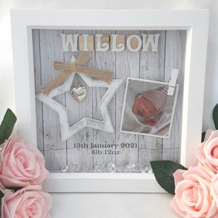 New baby frame,star baby frame,baby girl frame,baby boy frame,nursery decor,baby keepsake frame,new baby gift