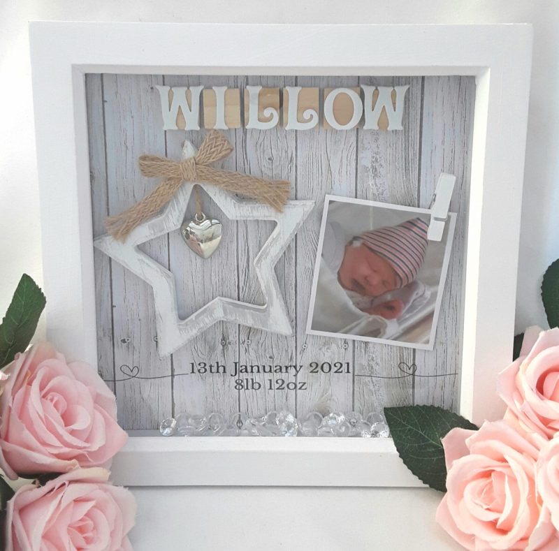 New baby frame,star baby frame,baby girl frame,baby boy frame,nursery decor,baby keepsake frame,new baby gift
