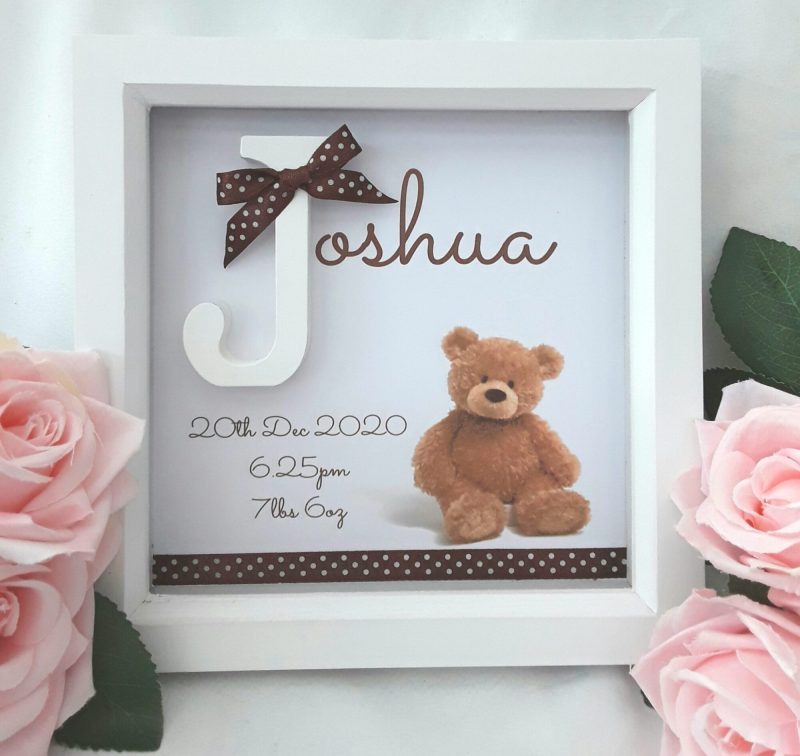 Teddy Frame,Personalised New baby frame,baby girl frame,baby boy frame,nursery decor,baby keepsake frame,new baby gift