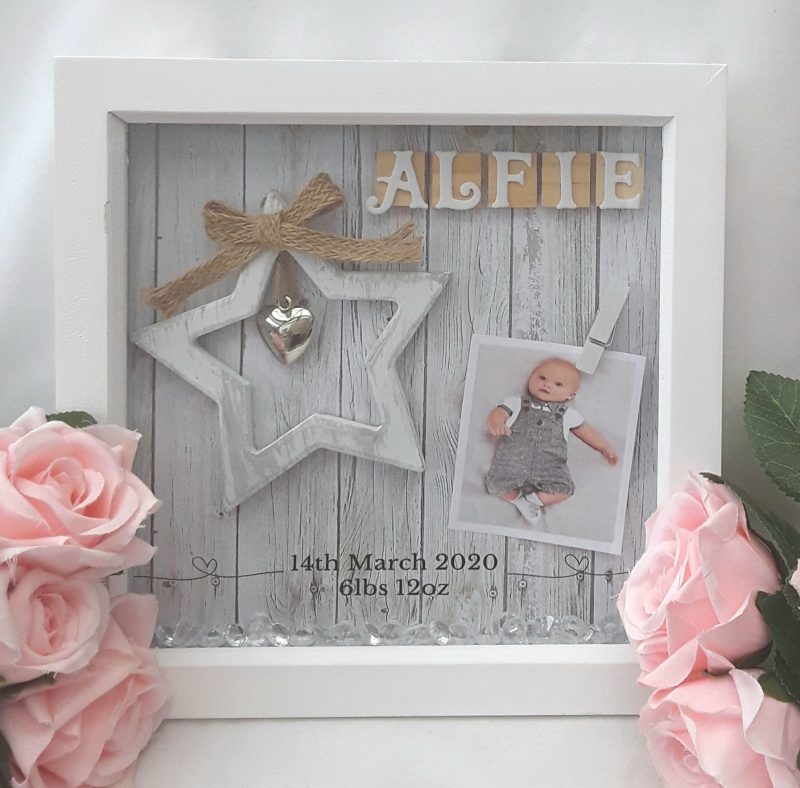 New baby frame,star baby frame,baby girl frame,baby boy frame,nursery decor,baby keepsake frame,new baby gift