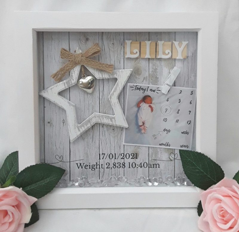 New baby frame,star baby frame,baby girl frame,baby boy frame,nursery decor,baby keepsake frame,new baby gift