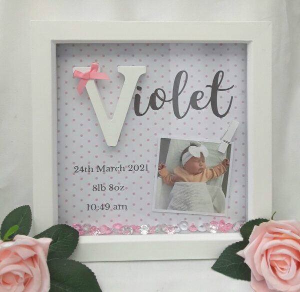 New Baby Frame, New Baby Gift, Baby Girl Frame, Baby Keepsake Frame, Baby Girl Nursery Decor