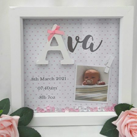 New Baby Frame, New Baby Gift, Baby Girl Frame, Baby Keepsake Frame, Baby Girl Nursery Decor