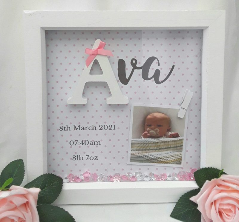 New Baby Frame, New Baby Gift, Baby Girl Frame, Baby Keepsake Frame, Baby Girl Nursery Decor