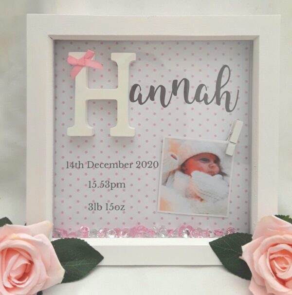 New Baby Frame, New Baby Gift, Baby Girl Frame, Baby Keepsake Frame, Baby Girl Nursery Decor