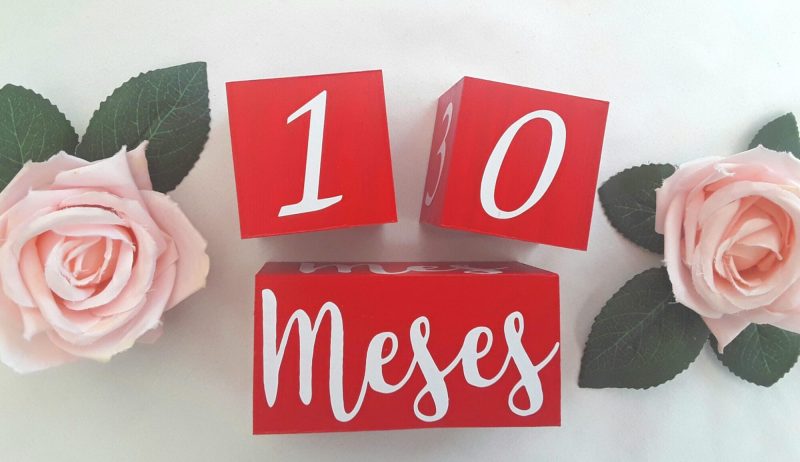 Spanish Milestone Baby Wood Blocks, wood blocks, painted milestone blocks
