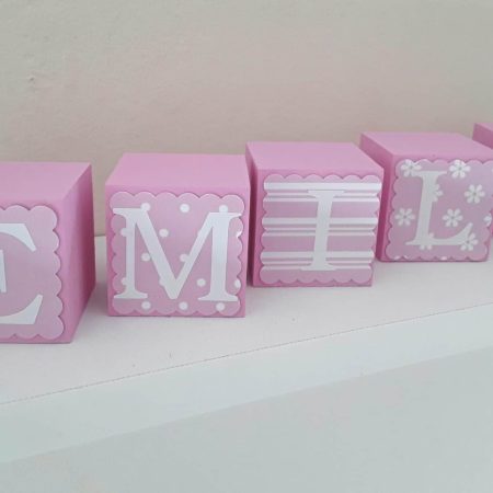 Handpainted wood baby girl name blocks, New baby gift, baby shower gift,6 colours, 3 block sizes