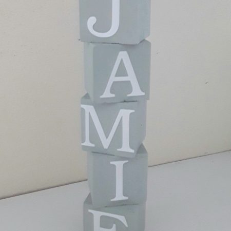 Handpainted wood baby name blocks, various colours, 3 sizes available
