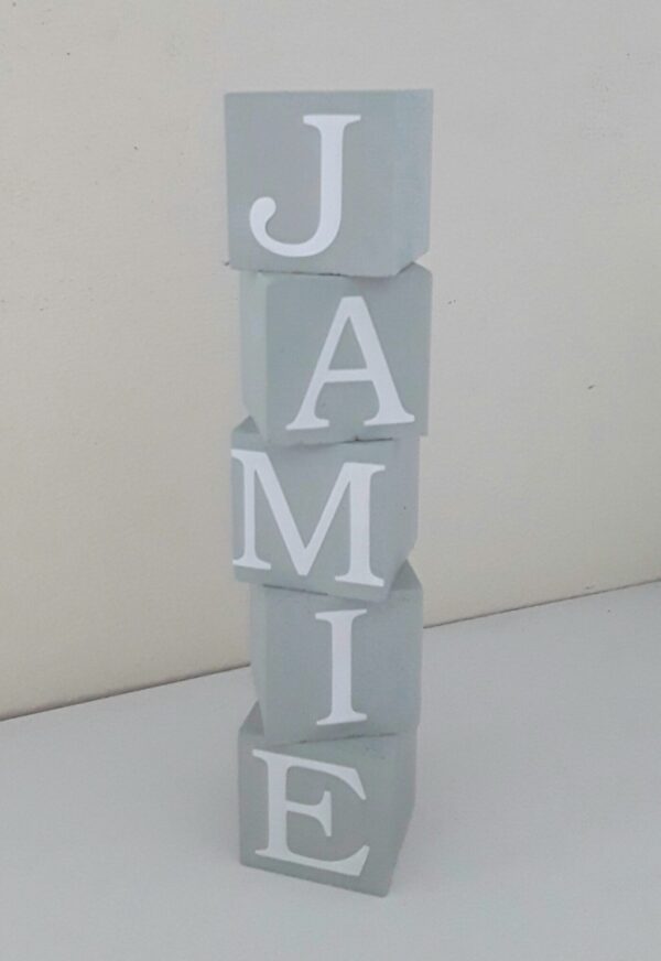 Handpainted wood baby name blocks, various colours, 3 sizes available