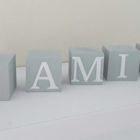 Handpainted wood baby name blocks, various colours, 3 sizes available