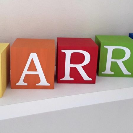 Handpainted wood baby name blocks, Rainbow wood blocks,Rainbow baby gift, 3 sizes available