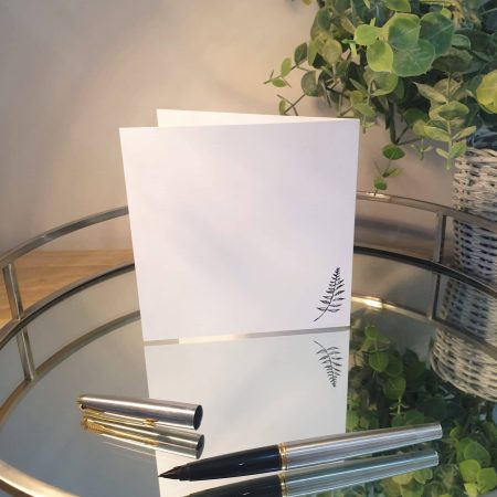 Keepsake fused glass flower bed blank cards featuring a purple flower border