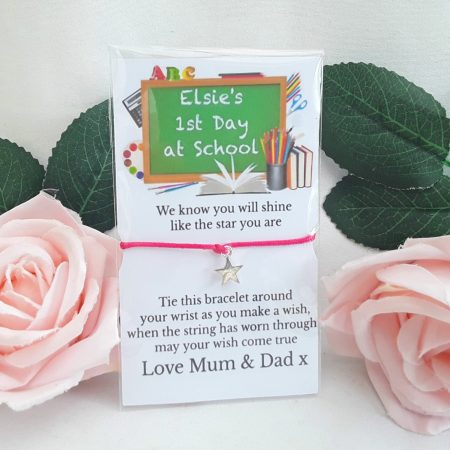 Personalised 1st day at school bracelet, 1st day at school gift, 12 cord colours