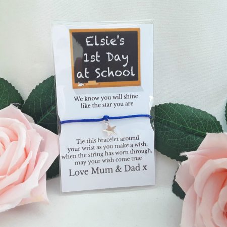 Personalised 1st day at school bracelet, 1st day at school gift, 12 cord colours