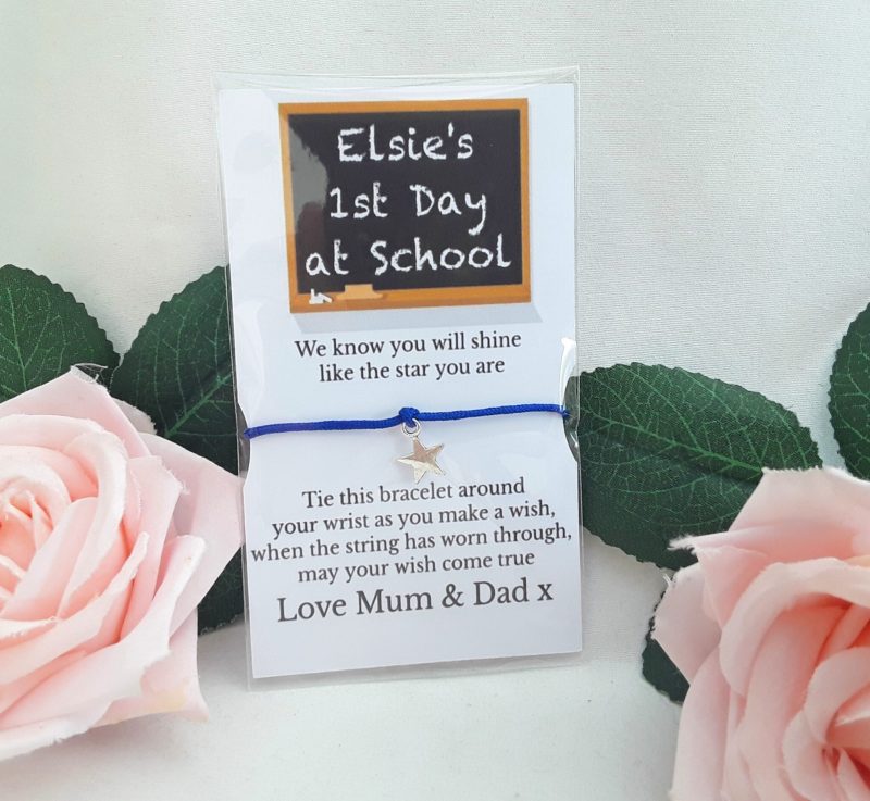 Personalised 1st day at school bracelet, 1st day at school gift, 12 cord colours