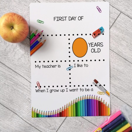 rainbow pencil design back to school board, First day of school board, wipeable aluminium sign, back to school photo prop,