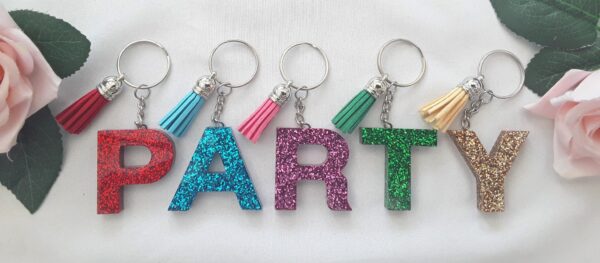 Resin initial keyring, resin glitter initial keyring,resin letter keyring, glitter mobile grip