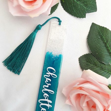 Personalised resin bookmark, resin glitter bookmark, resin bookmark gift, book lover gift,
