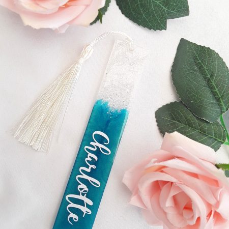 Personalised resin bookmark, resin glitter bookmark, resin bookmark gift, book lover gift,