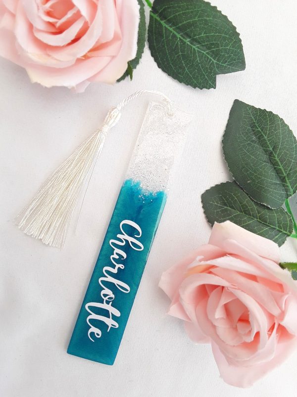 Personalised resin bookmark, resin glitter bookmark, resin bookmark gift, book lover gift,