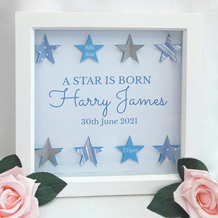 Star Frame, Personalised New baby frame,a star is born frame,baby boy frame,nursery decor,baby keepsake frame,new baby gift,star night light
