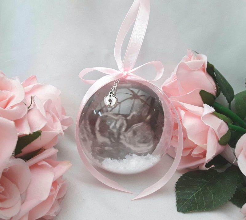 6cm Beautiful Personalised Baby Scan Bauble, Bumps 1st Christmas Bauble, Personalised Bump Ch