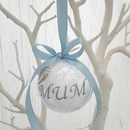 6cm Beautiful Feather Bauble,Memorial Bauble, Personalised Christmas Memory Bauble