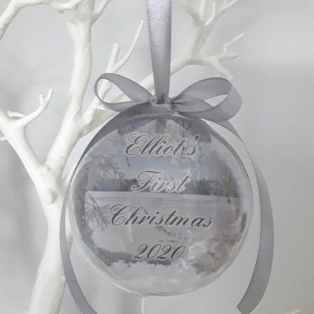 6cm or 8cm Beautiful Photo Bauble,1st Christmas Photo Bauble, Photo Christmas Ornament