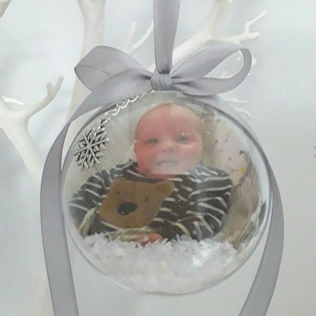 6cm or 8cm Beautiful Photo Bauble,1st Christmas Photo Bauble, Photo Christmas Ornament
