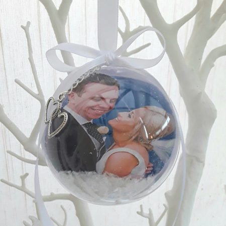 6cm or 8cm Beautiful Wedding Bauble, First Christmas as Mr & Mrs bauble, Mr & Mrs Ornament