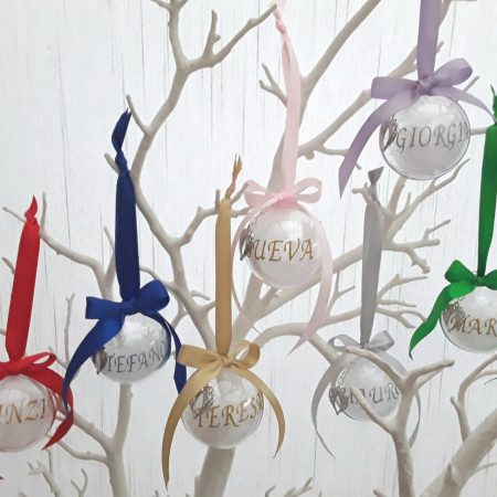 5cm Beautiful Feather Bauble,Memorial Bauble, Personalised Christmas Memory Bauble